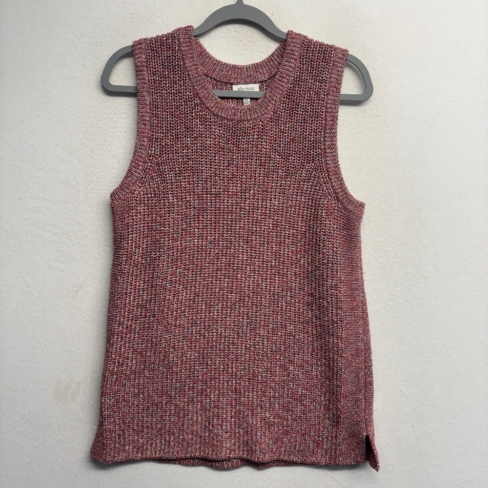 Ella‎ Moss Marge Knit Crochet Tank Blouse Sweater XL Pink
